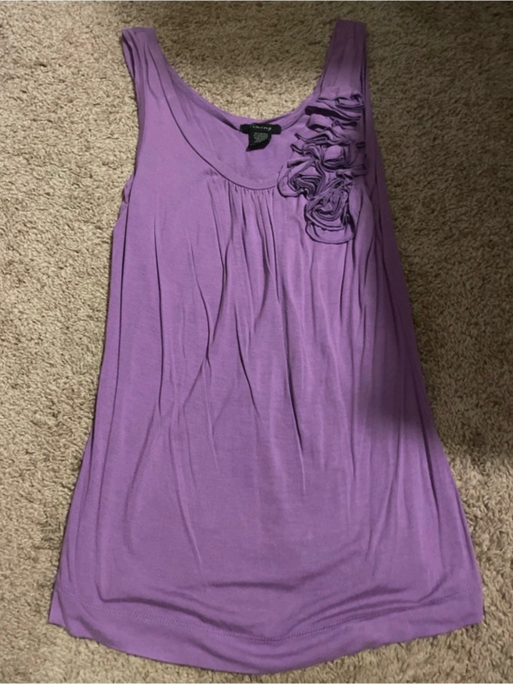 Timing Lilac Purple Sleeveless Tank Top Blouse with Rosette Detail